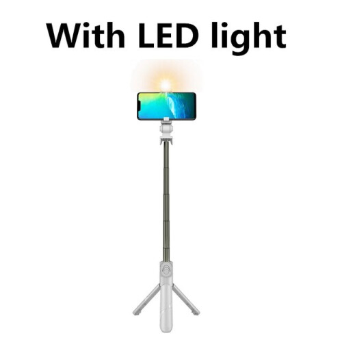 (a-Whitewith fill light) 2023 NEW Bluetooth Wireless Selfie Stick with fill light Mini Tripod Extendable Monopod  Remote shutter For IOS Android phone