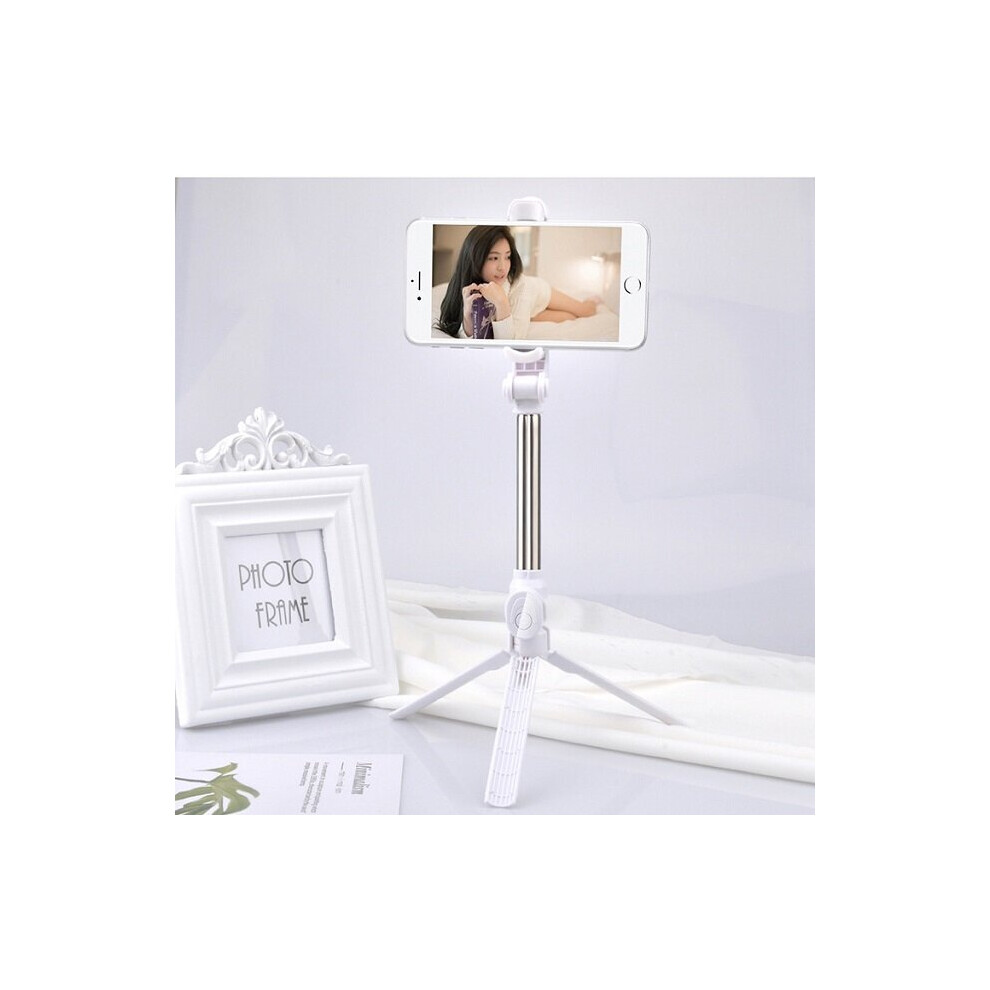 (a-white) Portable Tripod for Mobile Phone Selfie Stick With Remote Control Telescopic Phone Bluetooth Stick For Huawei iPhone Android