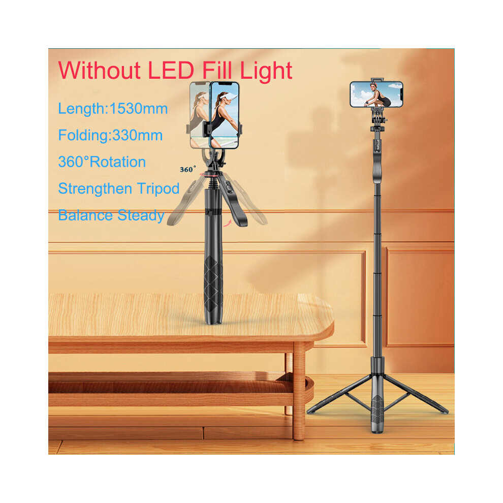 (A-Without Fill ) 1530Mm Wireless Selfie Stick Tripod Stand Foldable Monopod Balance Steady Shooting For Gopro Action Cameras Smartphones Live Light 4855008118587
