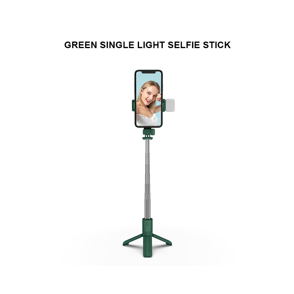 (A- With Light) 2022 New Bluetooth Wireless Selfie Stick Mini Tripod Extendable Monopod With Fill Remote Shutter For Ios Android Phone Green/Light 4852056945288