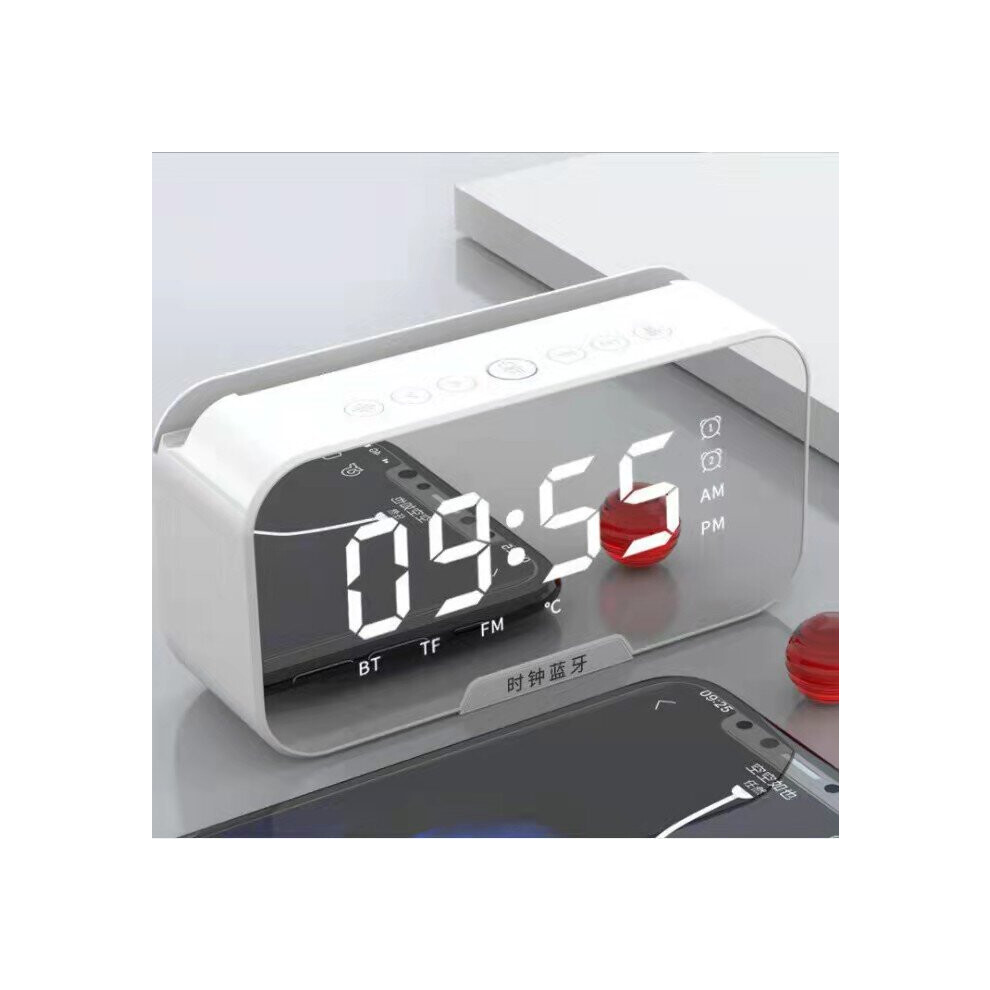 (A-S7 ) S8 Wireless Bluetooth Speaker Hd Led Display Multifunction Stereo Bass Speakers Alarm Clock Fm Radio Tf Card Aux Music Playback. White 4851195379800