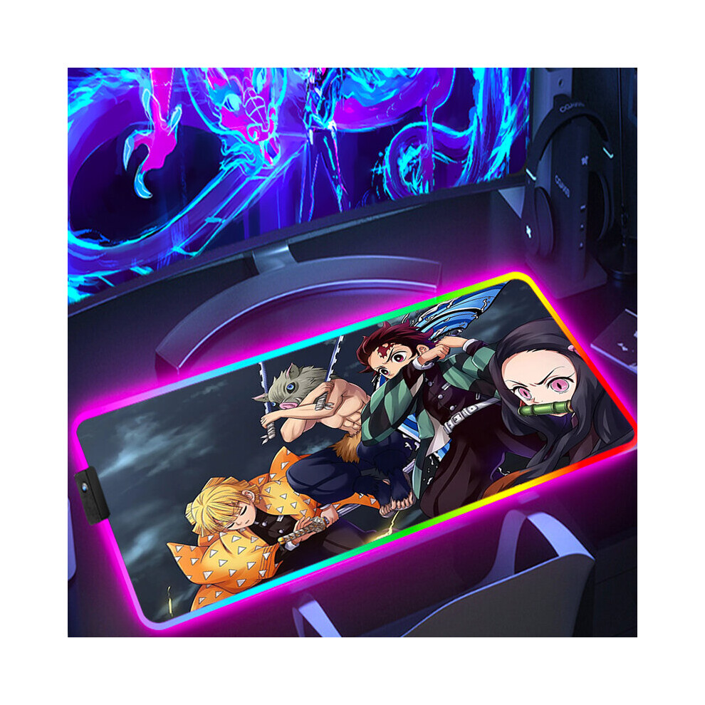(A-Fh003320 400X900x3mm) Mouse Gaming Pad Demon Slayer Computer Mat Mousepad Rgb Anime Accessories Laptop Gamer Desk Carpet Deskpad Pc Keyboard Table 4855357775189