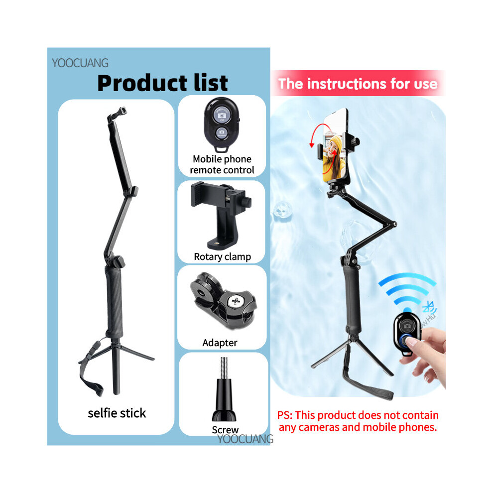 (A-F) Foldable 3 Way Grip Waterproof Monopod Selfie Stick For Gopro Hero 11 10 9 8 7 Insta360 Dji Yi Action Camera Tripod Accessories 4855008121426