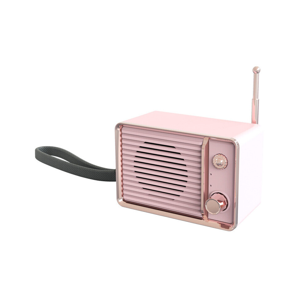 (A- Speaker) Retro Mini Portable Bluetooth 5.0 Speaker Wireless Loudspeaker Sound System Stereo Music Surround Subwoofer Tf Aux Caixa De Som Pink 4851195414037