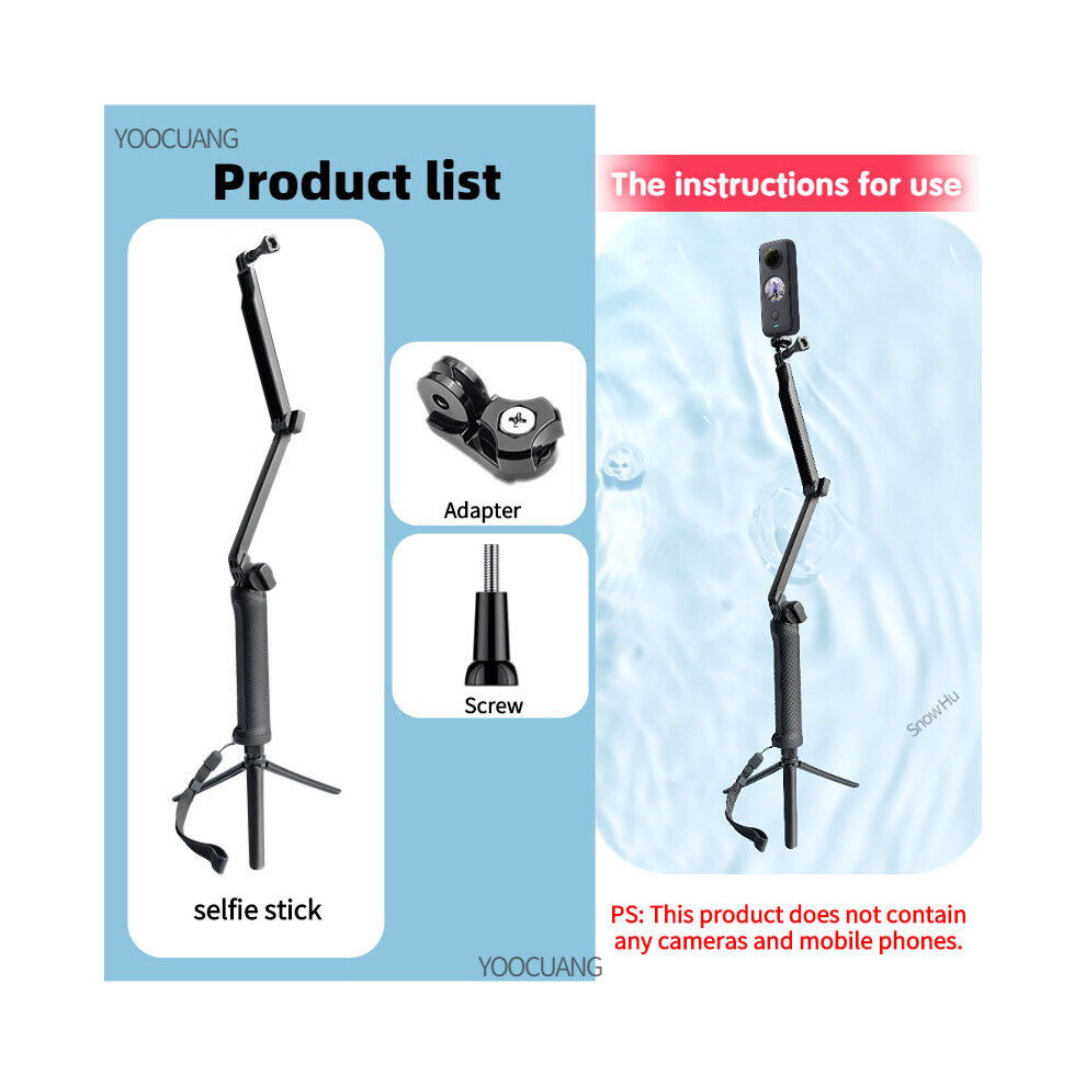 (A-B) Foldable 3 Way Grip Waterproof Monopod Selfie Stick For Gopro Hero 11 10 9 8 7 Insta360 Dji Yi Action Camera Tripod Accessories 4855008121310