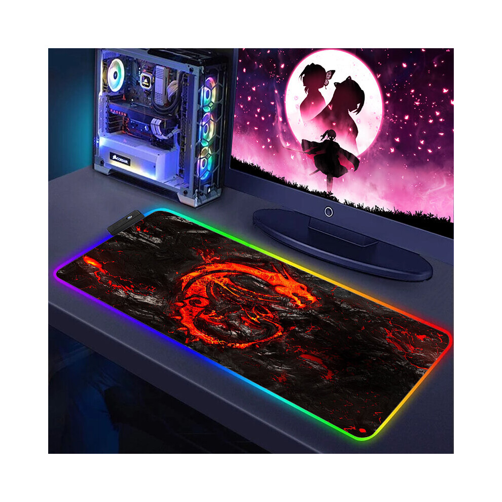 (A-Mh000463 Rgb300x350x3mm) Gaming Computer Rgb Mouse Pad Msi Logo Pc Gamer Laptop Large Mousepad Big Backlight Keyboard Mat Xxl Table Mat Backlit Mau 4855357857922