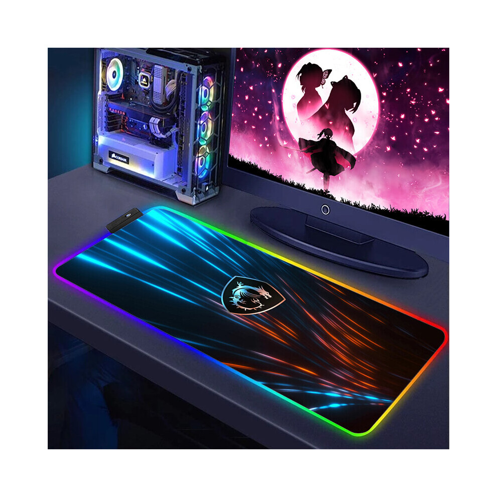 (A-Hc006606 Rgb300x600x3mm) Gaming Computer Rgb Mouse Pad Msi Logo Pc Gamer Laptop Large Mousepad Big Backlight Keyboard Mat Xxl Table Mat Backlit Mau 4855357857489