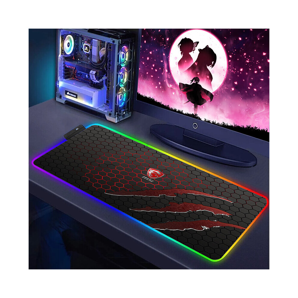 (A-Cc000247 Rgb300x600x3mm) Gaming Computer Rgb Mouse Pad Msi Logo Pc Gamer Laptop Large Mousepad Big Backlight Keyboard Mat Xxl Table Mat Backlit Mau 4855357856857