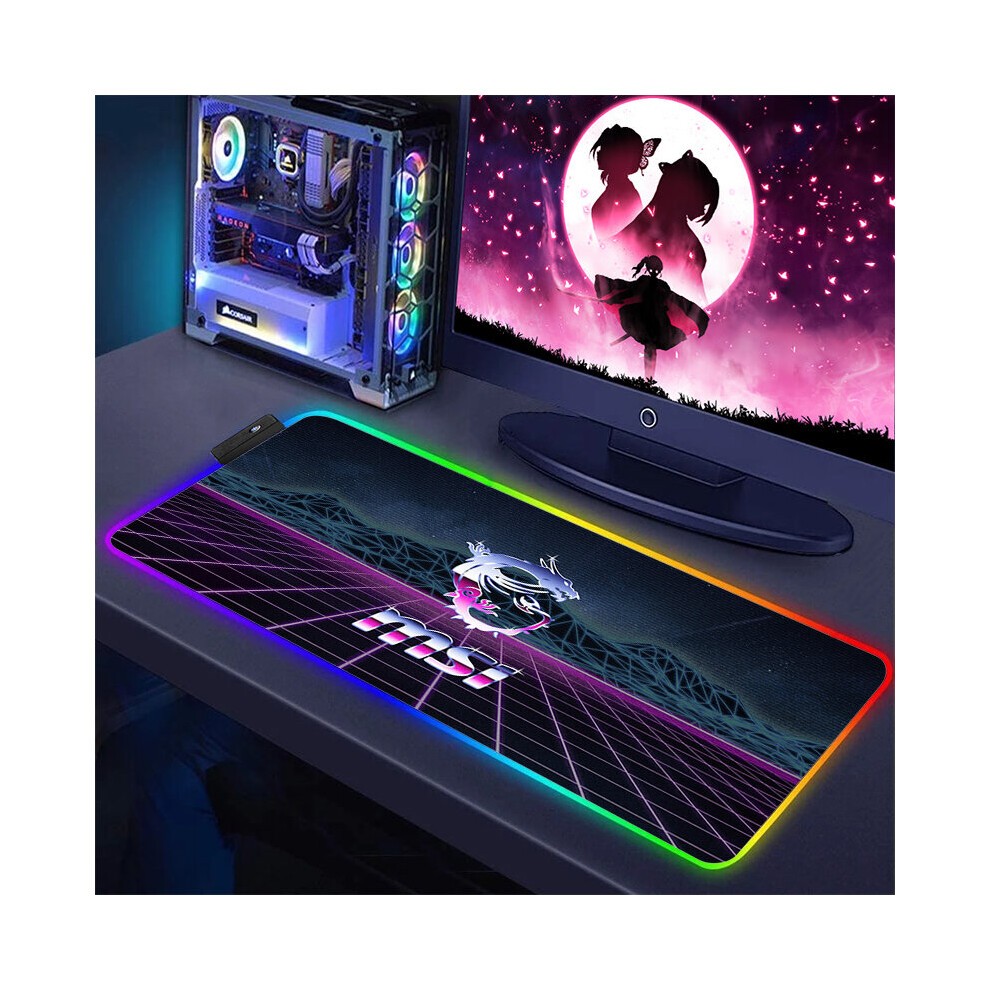 (A-Hc006610 Rgb300x700x3mm) Gaming Computer Rgb Mouse Pad Msi Logo Pc Gamer Laptop Large Mousepad Big Backlight Keyboard Mat Xxl Table Mat Backlit Mau 4855357857588