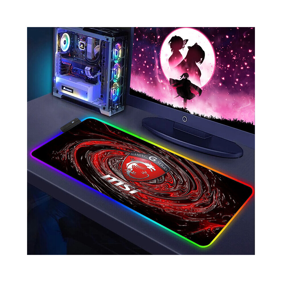 (A-Hc006613 Rgb300x900x3mm) Gaming Computer Rgb Mouse Pad Msi Logo Pc Gamer Laptop Large Mousepad Big Backlight Keyboard Mat Xxl Table Mat Backlit Mau 4855357857694