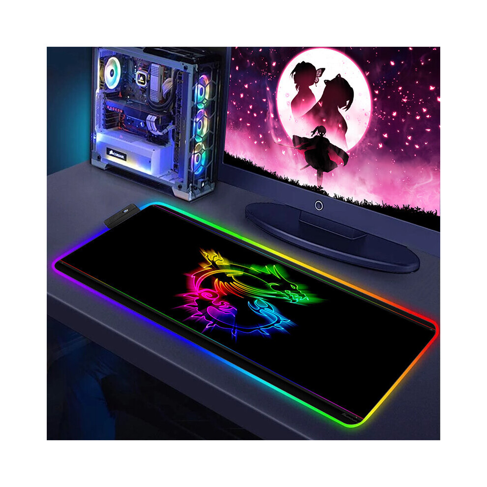 (A-Hc006614 Rgb350x600x3mm) Gaming Computer Rgb Mouse Pad Msi Logo Pc Gamer Laptop Large Mousepad Big Backlight Keyboard Mat Xxl Table Mat Backlit Mau 4855357857793