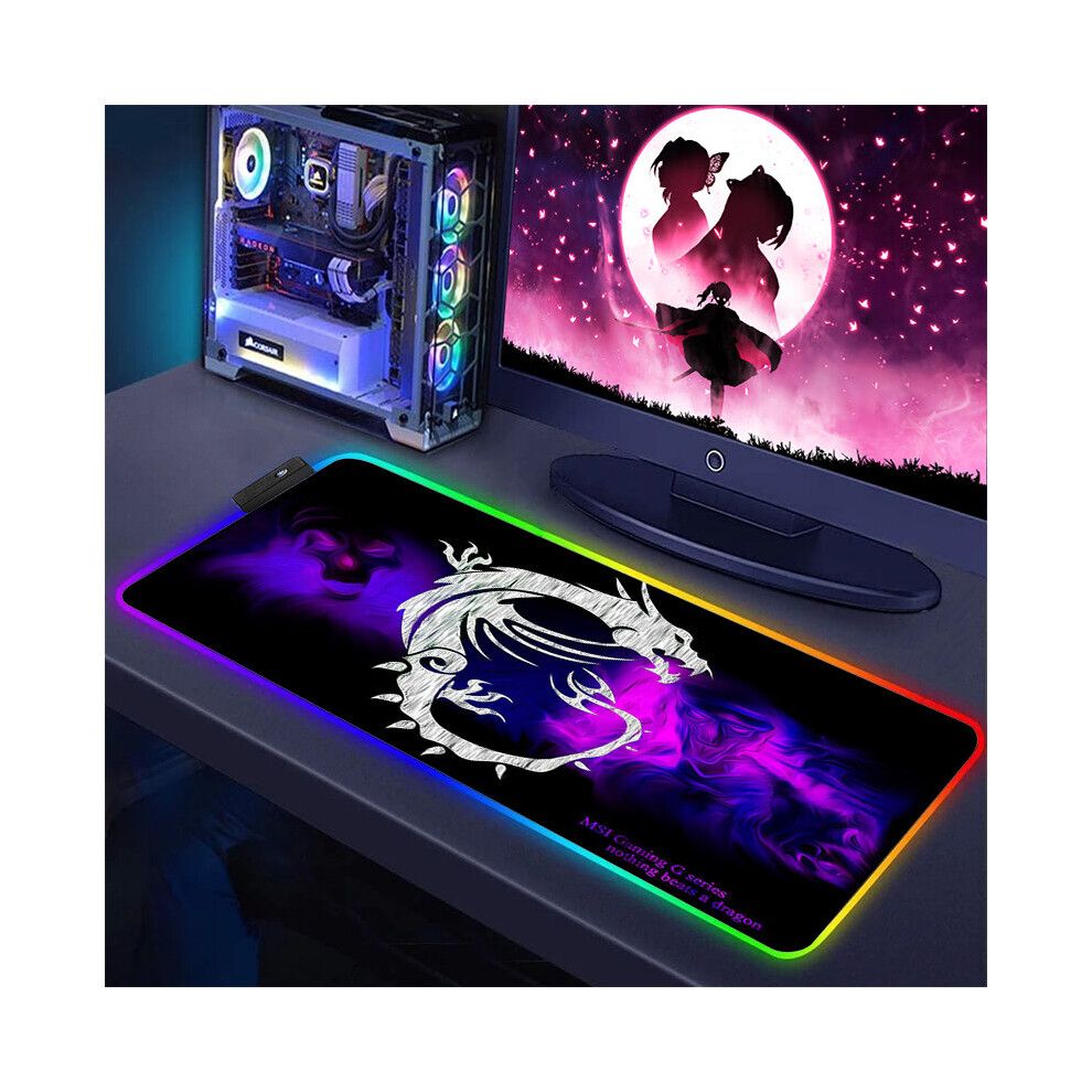 (A-Cc000240 Rgb350x900x3mm) Gaming Computer Rgb Mouse Pad Msi Logo Pc Gamer Laptop Large Mousepad Big Backlight Keyboard Mat Xxl Table Mat Backlit Mau 4855357856727
