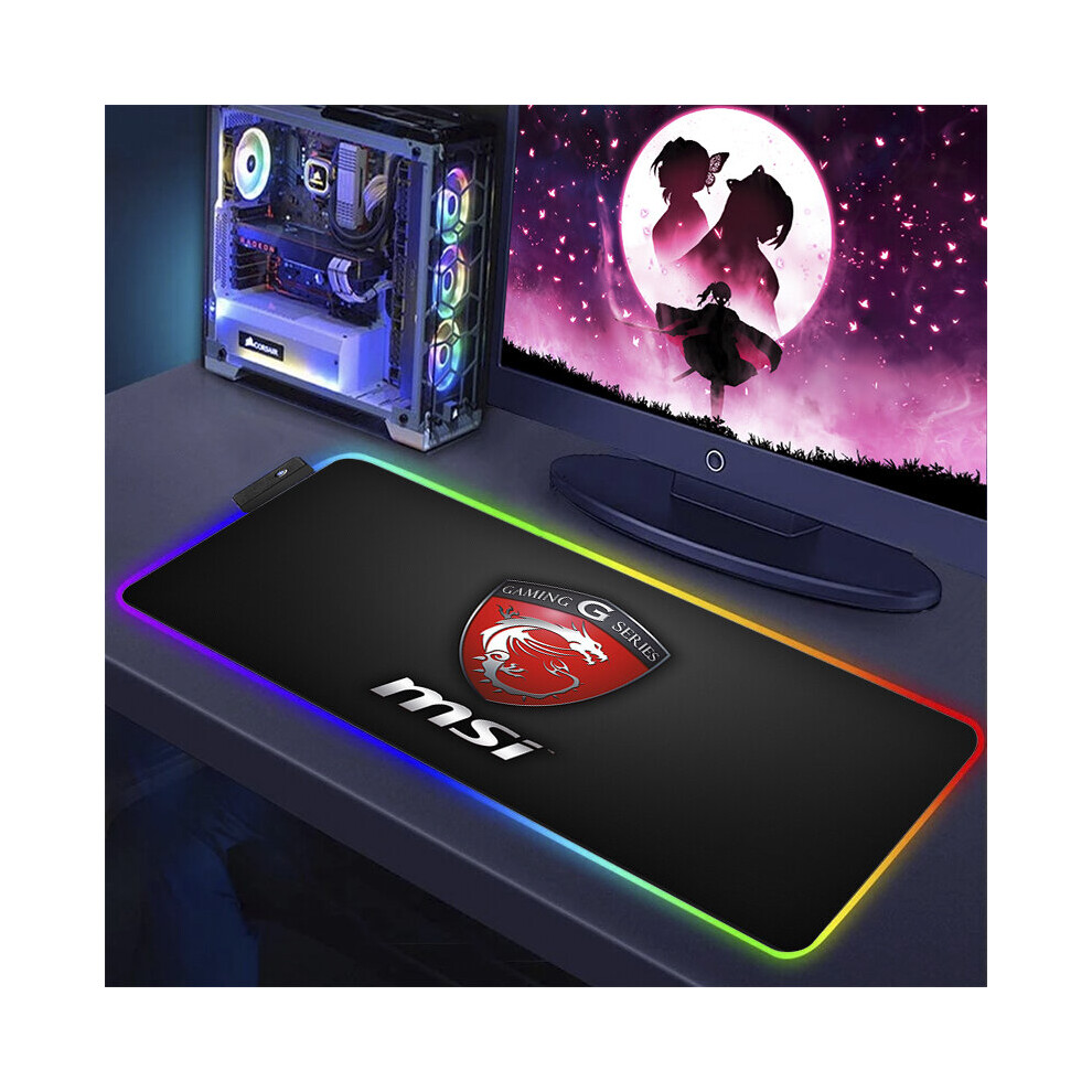 (A-Hc006600 Rgb350x600x3mm) Gaming Computer Rgb Mouse Pad Msi Logo Pc Gamer Laptop Large Mousepad Big Backlight Keyboard Mat Xxl Table Mat Backlit Mau 4855357857250