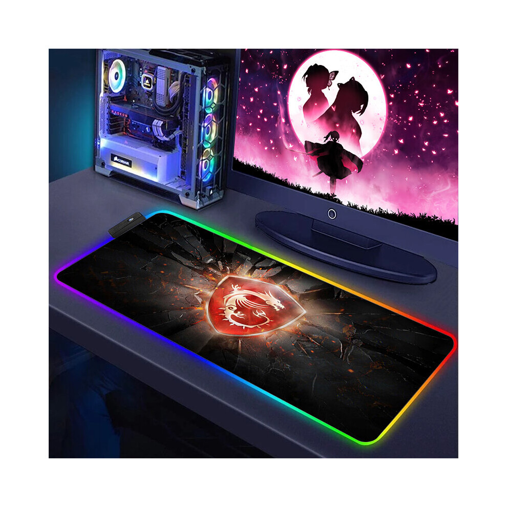 (A-Cc000241 Rgb350x900x3mm) Gaming Computer Rgb Mouse Pad Msi Logo Pc Gamer Laptop Large Mousepad Big Backlight Keyboard Mat Xxl Table Mat Backlit Mau 4855357856819