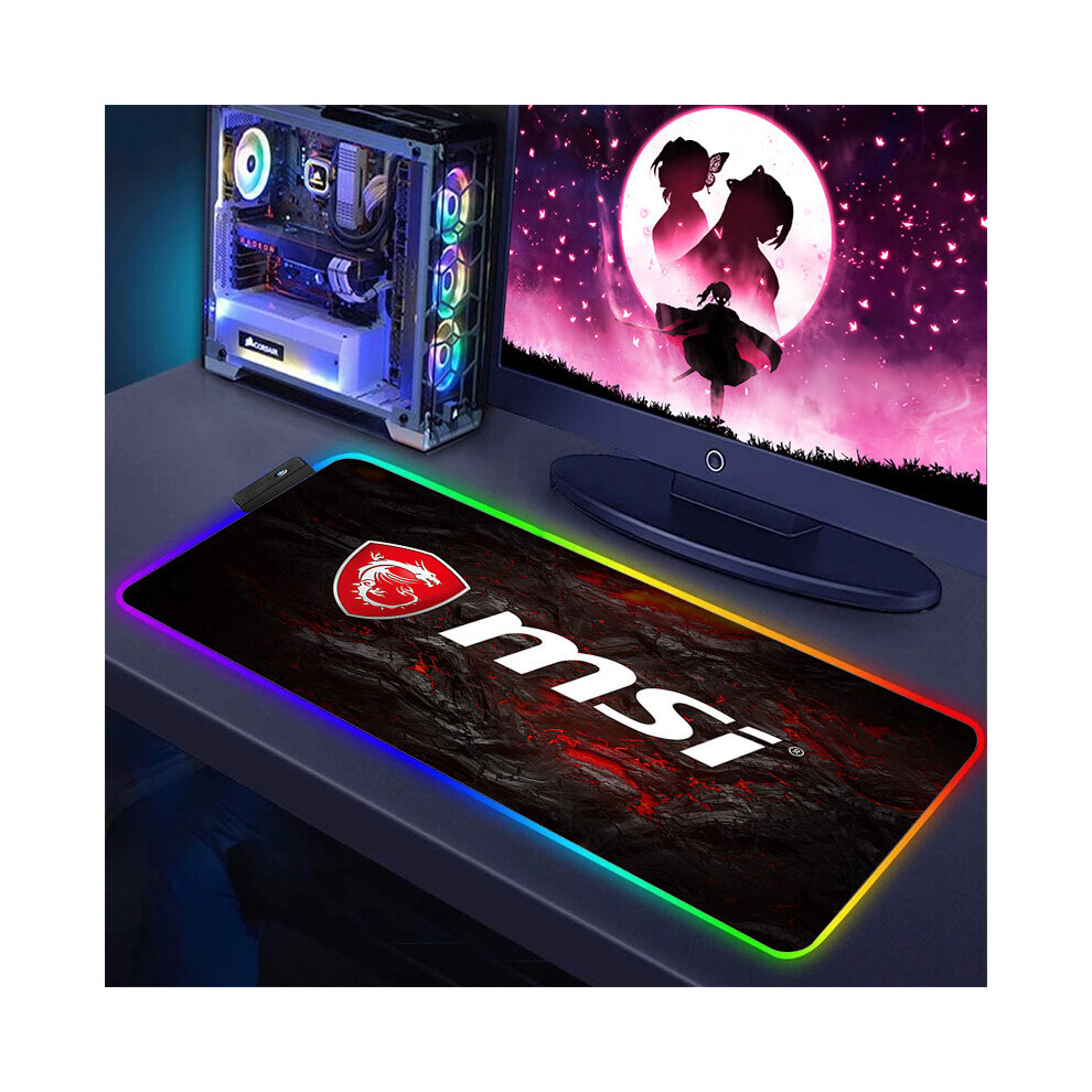 (A-Cc000229 Rgb350x900x3mm) Gaming Computer Rgb Mouse Pad Msi Logo Pc Gamer Laptop Large Mousepad Big Backlight Keyboard Mat Xxl Table Mat Backlit Mau 4855357856635