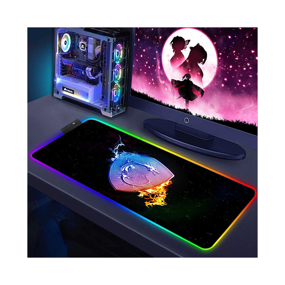 (A-Mh000464 Rgb350x900x3mm) Gaming Computer Rgb Mouse Pad Msi Logo Pc Gamer Laptop Large Mousepad Big Backlight Keyboard Mat Xxl Table Mat Backlit Mau 4855357858073