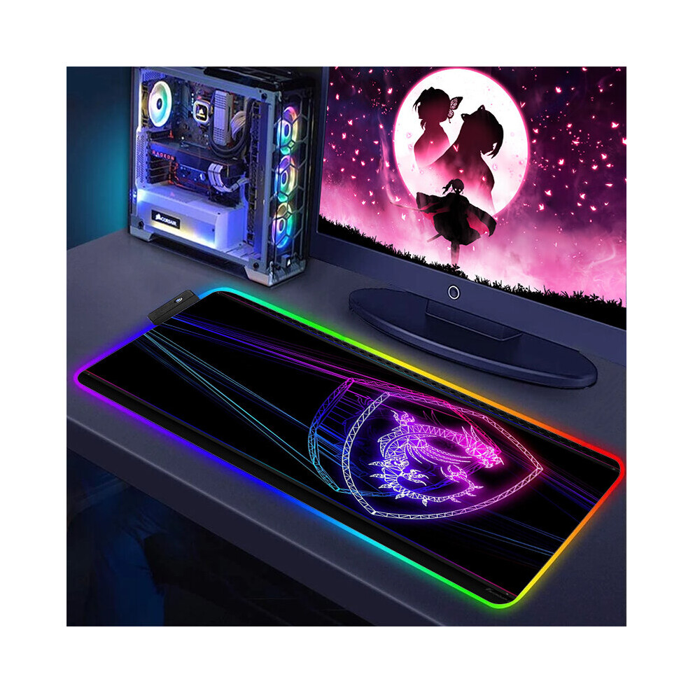 (A-Hc006599 Rgb350x900x3mm) Gaming Computer Rgb Mouse Pad Msi Logo Pc Gamer Laptop Large Mousepad Big Backlight Keyboard Mat Xxl Table Mat Backlit Mau 4855357857175