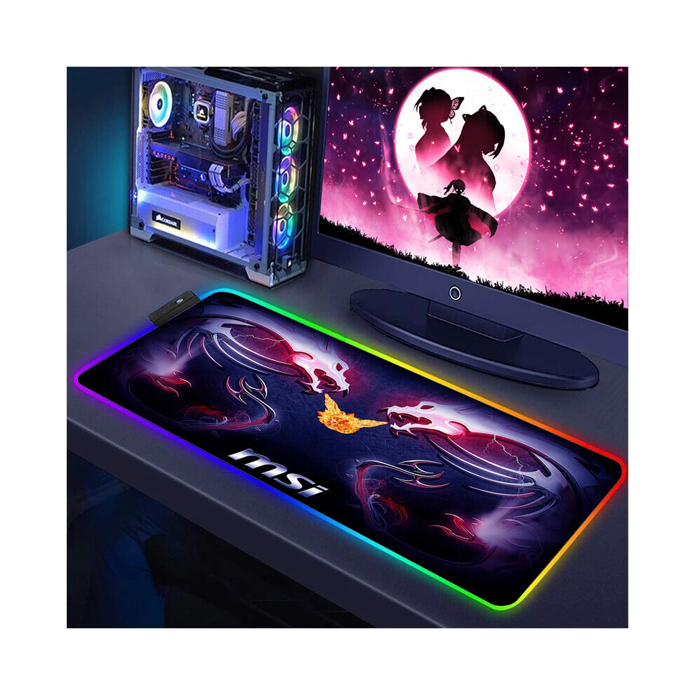 (A-Mh000466 Rgb350x900x3mm) Gaming Computer Rgb Mouse Pad Msi Logo Pc Gamer Laptop Large Mousepad Big Backlight Keyboard Mat Xxl Table Mat Backlit Mau 4855357858165