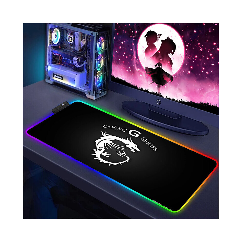 (A-Hc006598 Rgb400x900x3mm) Gaming Computer Rgb Mouse Pad Msi Logo Pc Gamer Laptop Large Mousepad Big Backlight Keyboard Mat Xxl Table Mat Backlit Mau 4855357857090