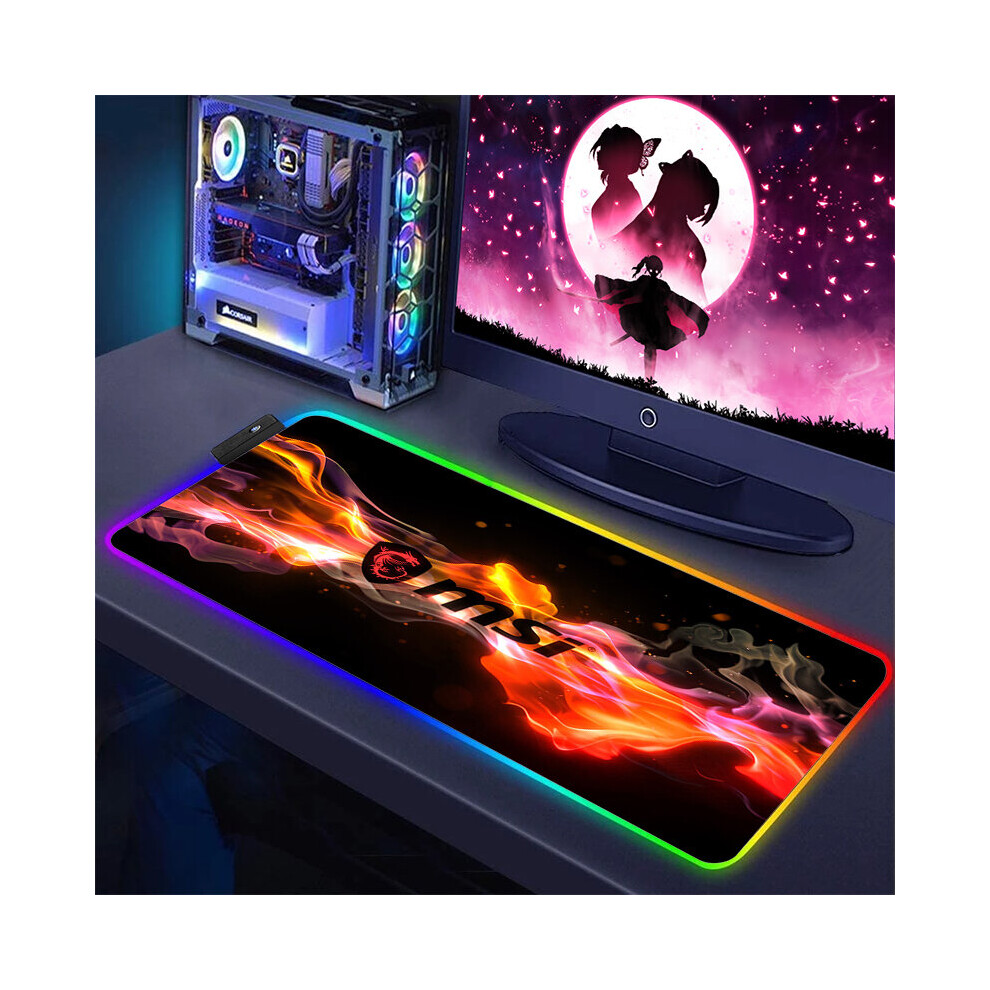 (A-Hc006601 Rgb400x900x3mm) Gaming Computer Rgb Mouse Pad Msi Logo Pc Gamer Laptop Large Mousepad Big Backlight Keyboard Mat Xxl Table Mat Backlit Mau 4855357857366