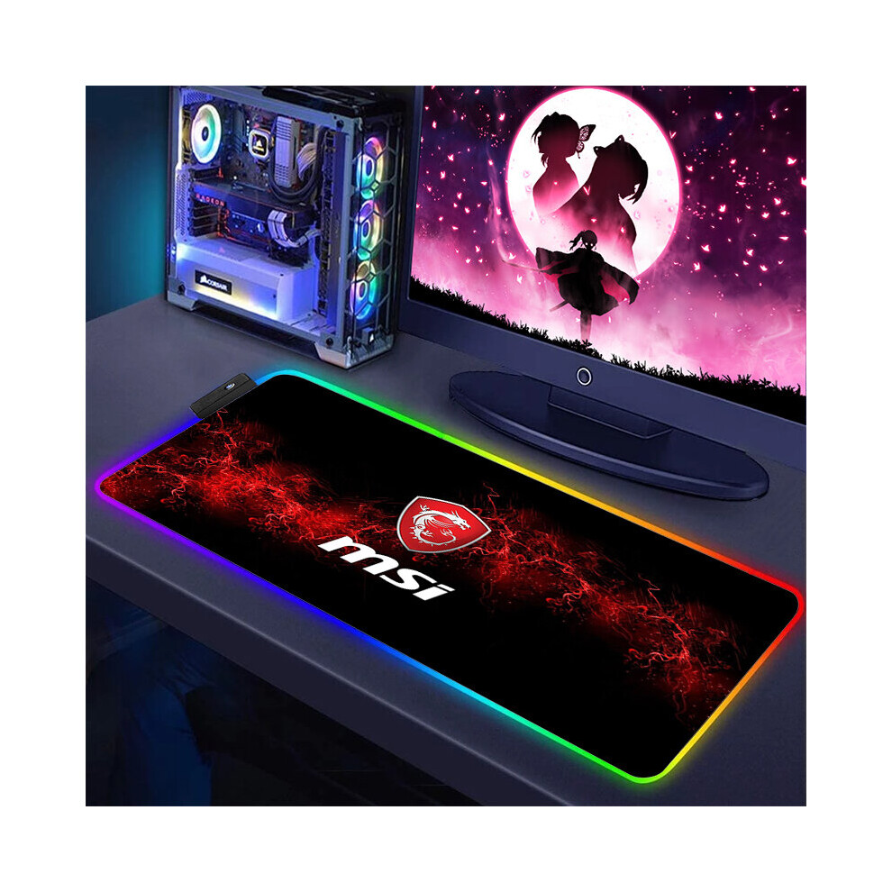 (A-Mh000468 Rgb400x900x3mm) Gaming Computer Rgb Mouse Pad Msi Logo Pc Gamer Laptop Large Mousepad Big Backlight Keyboard Mat Xxl Table Mat Backlit Mau 4855357858264