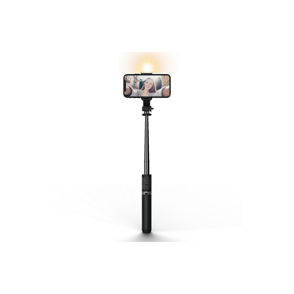 (A- With Led Light) Mini Bluetooth Selfie Stick Foldable Expandable Tripod Monopod With Led Fill For Iphone/Huawei Xiaomi Android Phone Black/Light 4855008123307
