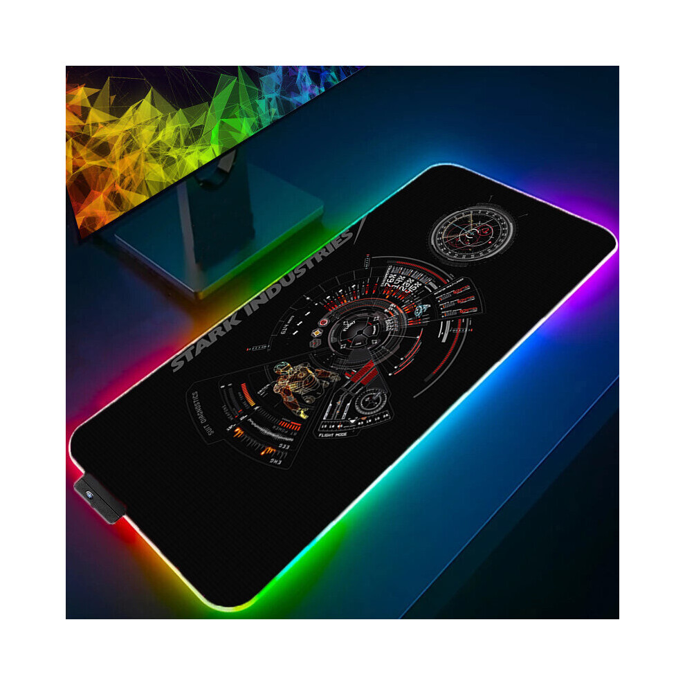(A-Iron Man (15) 600X300x3mm) Iron Man Marvel Spider Rgb Mouse Pad Gamers Decoracion Computer Keyboard Desk Mat Led Gaming Accessories Pc Gamer Mousep 4855357976814