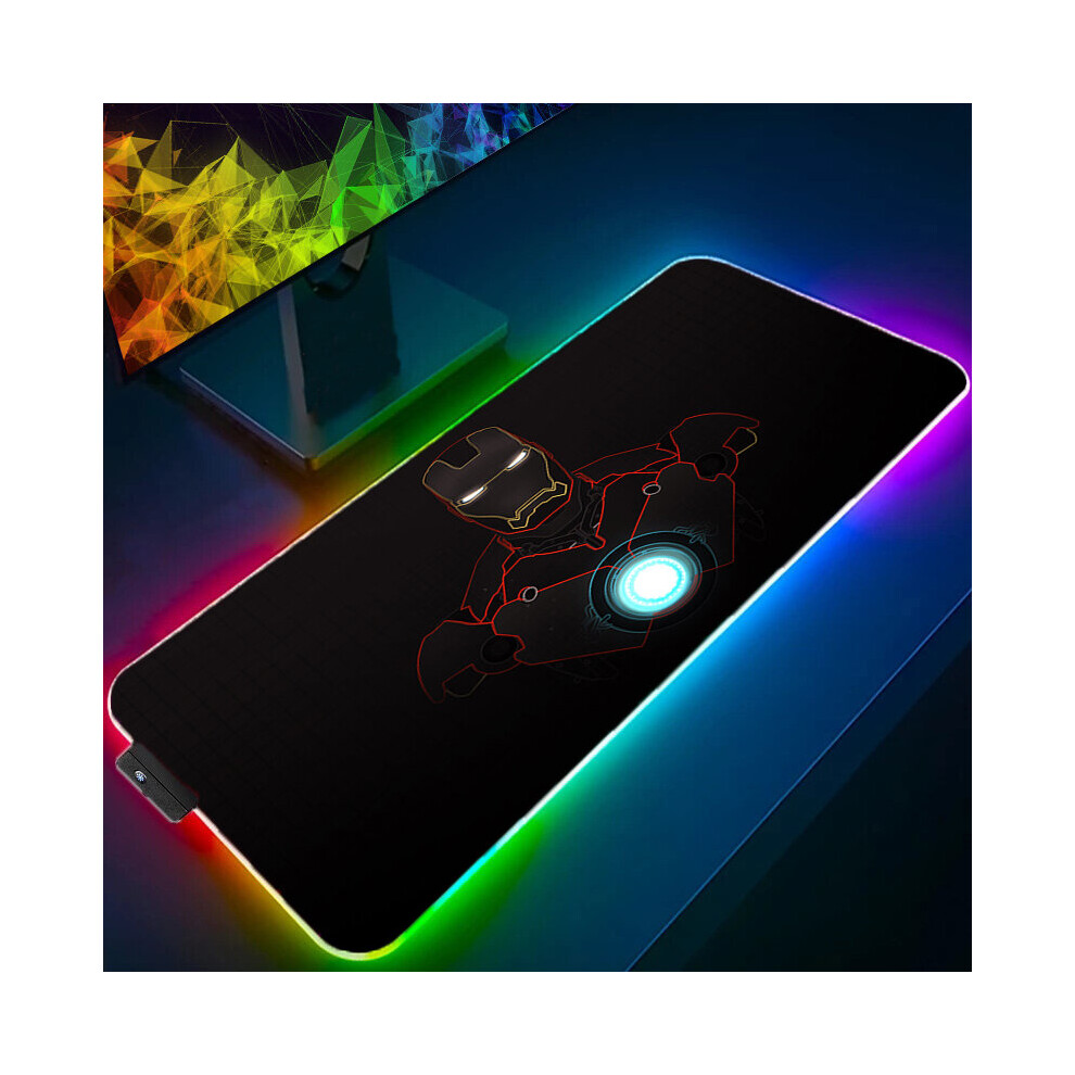 (A-Iron Man (5) 800X300x3mm) Iron Man Marvel Spider Rgb Mouse Pad Gamers Decoracion Computer Keyboard Desk Mat Led Gaming Accessories Pc Gamer Mousepa 4855357977132