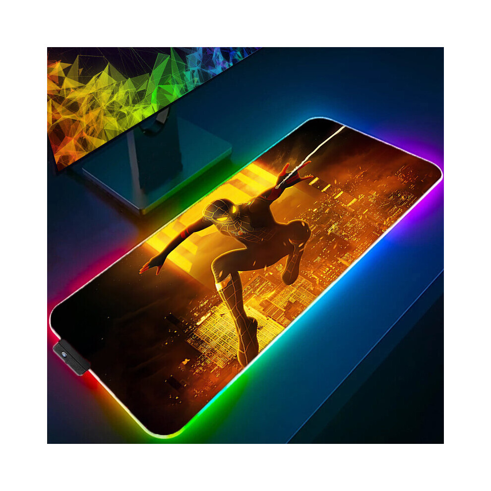 (A-Spider Man (12) 700X300x3mm) Iron Man Marvel Spider Rgb Mouse Pad Gamers Decoracion Computer Keyboard Desk Mat Led Gaming Accessories Pc Gamer Mous 4855357977422