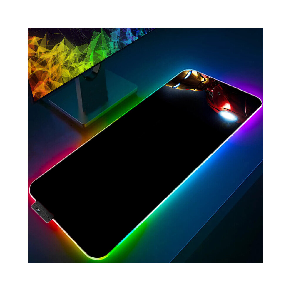 (A-Iron Man (2) 800X300x3mm) Iron Man Marvel Spider Rgb Mouse Pad Gamers Decoracion Computer Keyboard Desk Mat Led Gaming Accessories Pc Gamer Mousepa 4855357976890