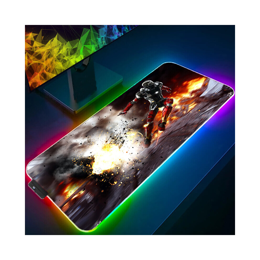 (A-Iron Man (2)1 600X300x3mm) Iron Man Marvel Spider Rgb Mouse Pad Gamers Decoracion Computer Keyboard Desk Mat Led Gaming Accessories Pc Gamer Mousep 4855357976937