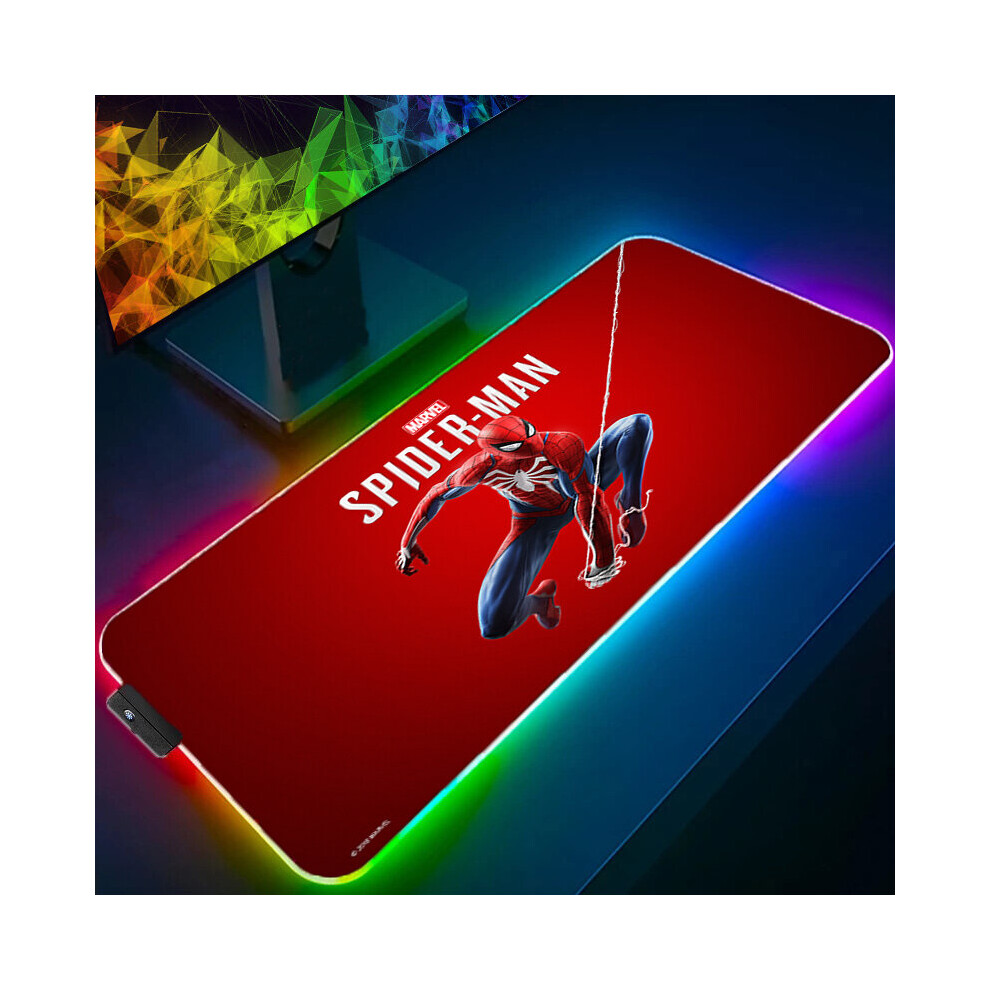 (A-Spider-Man (13) 700X300x3mm) Iron Man Marvel Spider Rgb Mouse Pad Gamers Decoracion Computer Keyboard Desk Mat Led Gaming Accessories Pc Gamer Mous 4855357978023