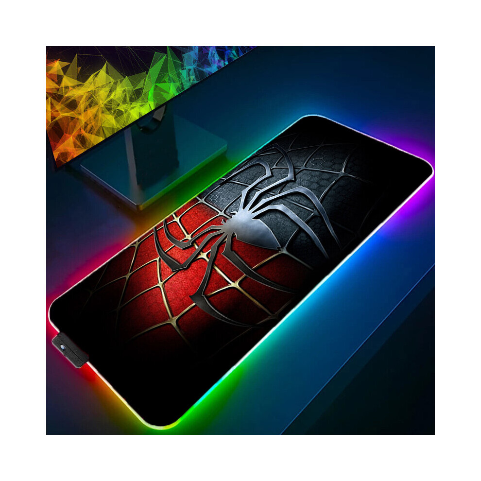 (A-Spider-Man (8) 600X300x3mm) Iron Man Marvel Spider Rgb Mouse Pad Gamers Decoracion Computer Keyboard Desk Mat Led Gaming Accessories Pc Gamer Mouse 4855357978191