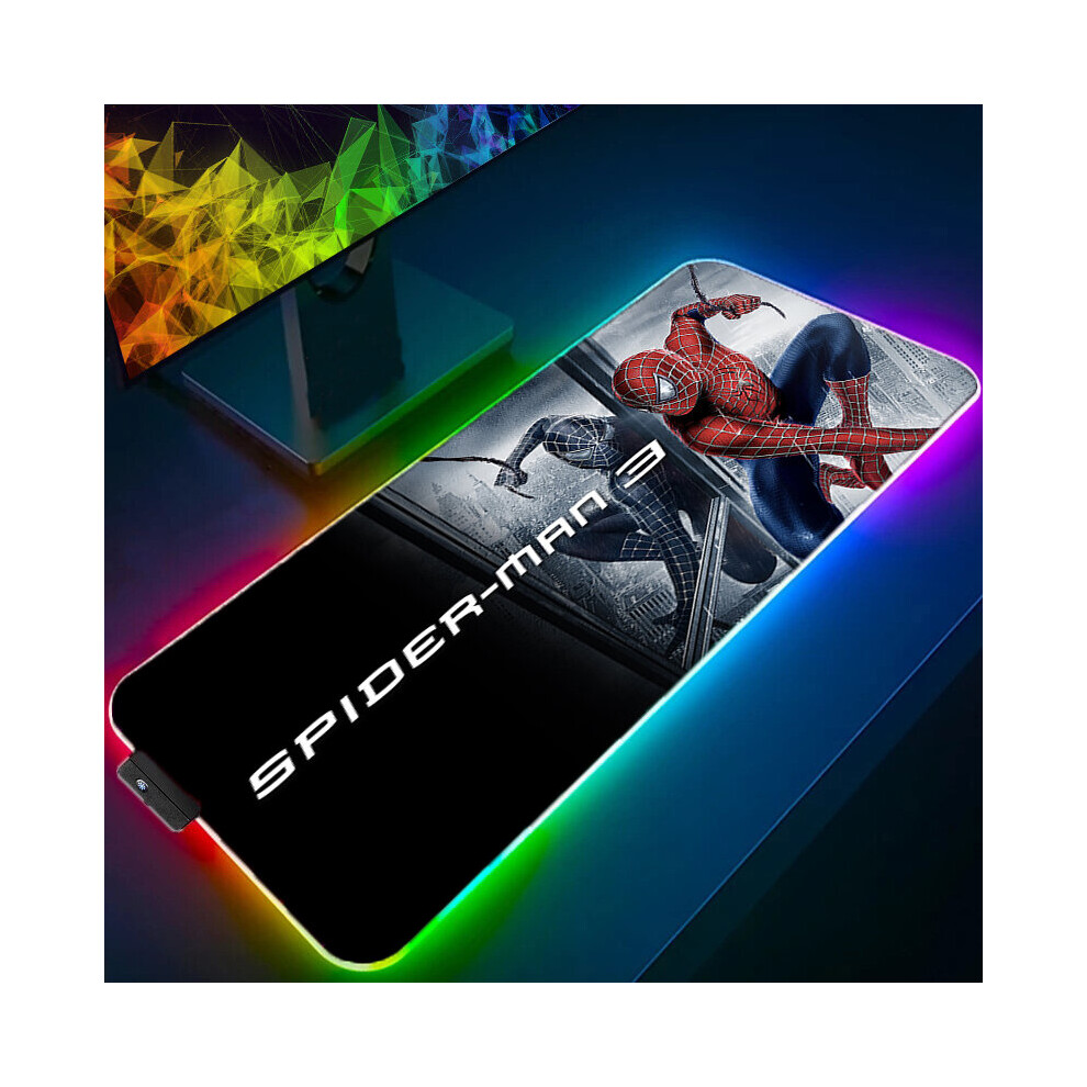 (A-Spider Man (53) 600X300x3mm) Iron Man Marvel Spider Rgb Mouse Pad Gamers Decoracion Computer Keyboard Desk Mat Led Gaming Accessories Pc Gamer Mous 4855357977774