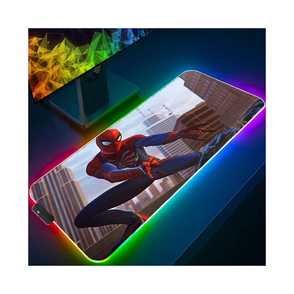 (A-Spider Man (48) 600X300x3mm) Iron Man Marvel Spider Rgb Mouse Pad Gamers Decoracion Computer Keyboard Desk Mat Led Gaming Accessories Pc Gamer Mous 4855357977651