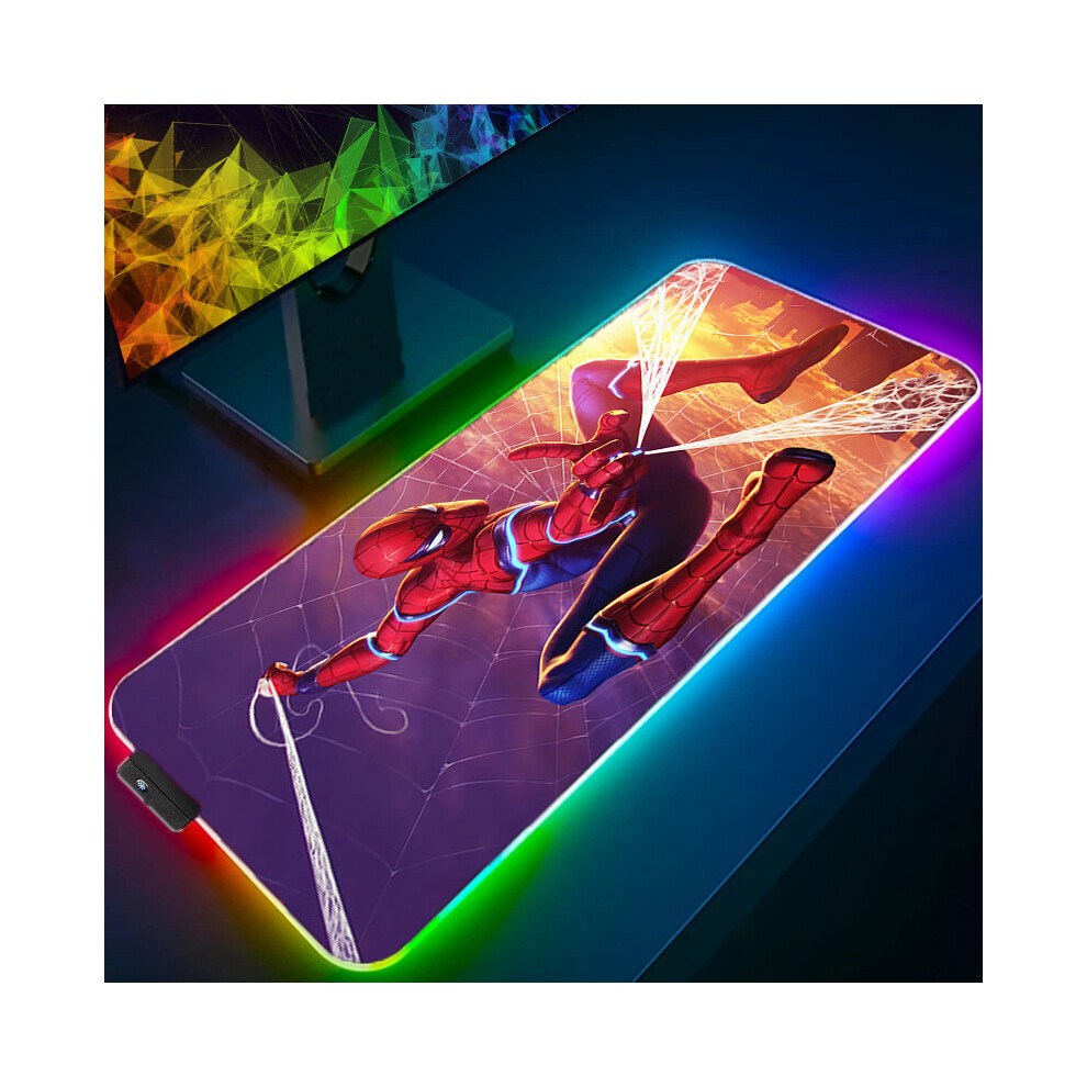 (A-Spider Man (55) 700X300x3mm) Iron Man Marvel Spider Rgb Mouse Pad Gamers Decoracion Computer Keyboard Desk Mat Led Gaming Accessories Pc Gamer Mous 4855357977903
