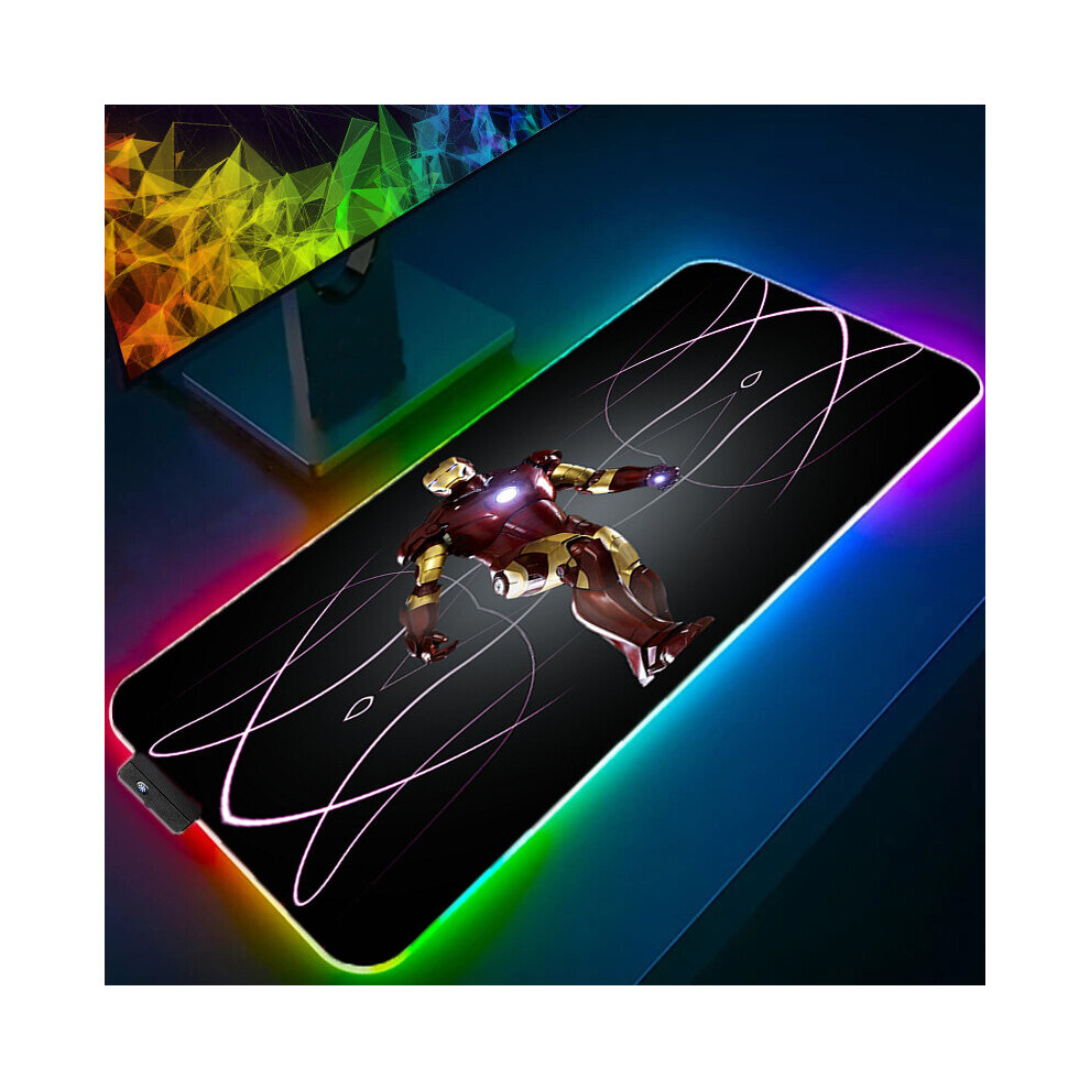 (A-Iron Man (1) 700X300x3mm) Iron Man Marvel Spider Rgb Mouse Pad Gamers Decoracion Computer Keyboard Desk Mat Led Gaming Accessories Pc Gamer Mousepa 4855357976760