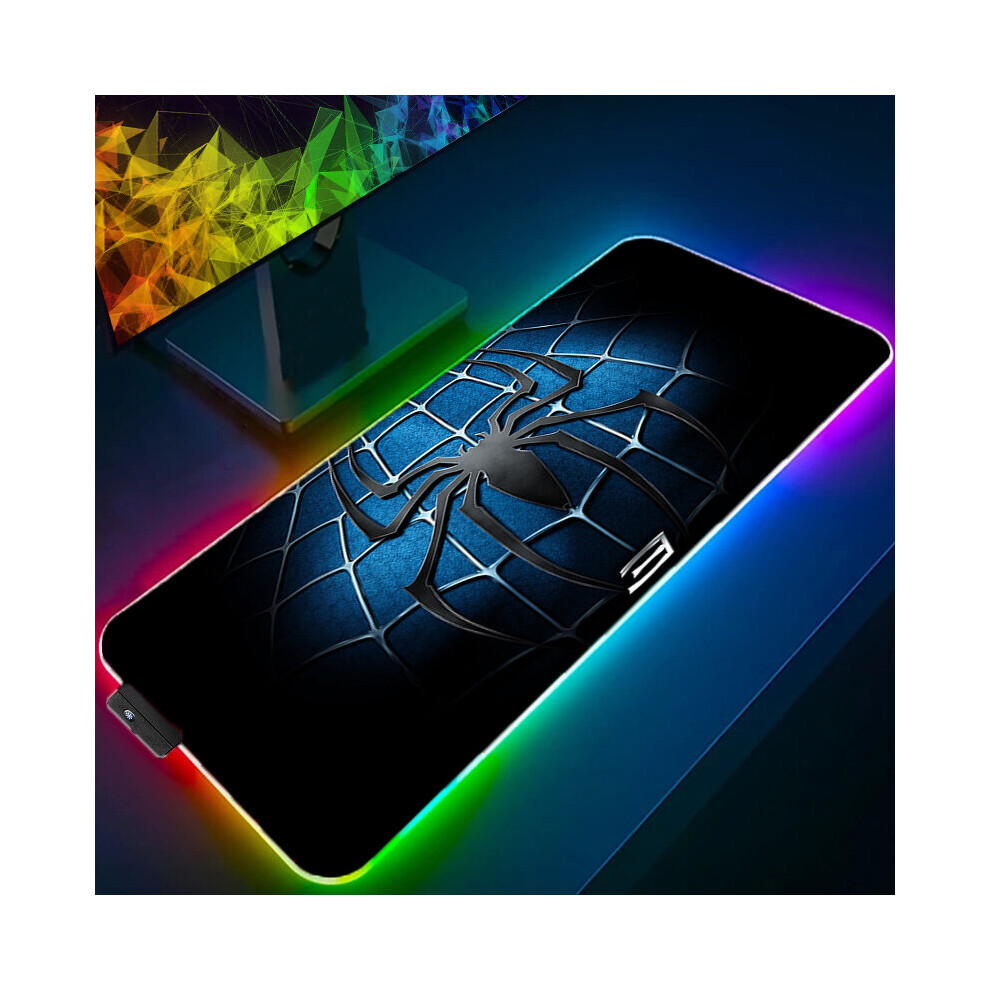 (A-Spider-Man (9) 800X300x3mm) Iron Man Marvel Spider Rgb Mouse Pad Gamers Decoracion Computer Keyboard Desk Mat Led Gaming Accessories Pc Gamer Mouse 4855357978276