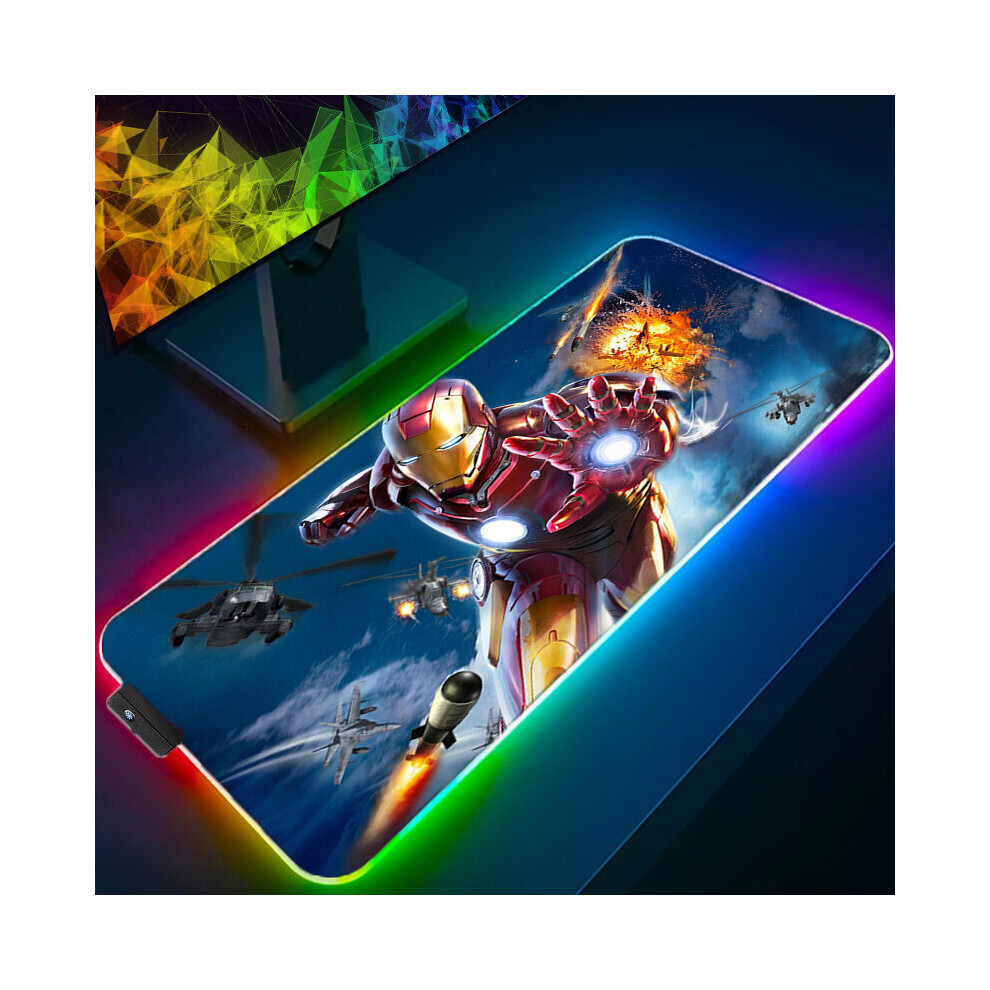 (A-Iron Man (9) 900X400x3mm) Iron Man Marvel Spider Rgb Mouse Pad Gamers Decoracion Computer Keyboard Desk Mat Led Gaming Accessories Pc Gamer Mousepa 4855357977323