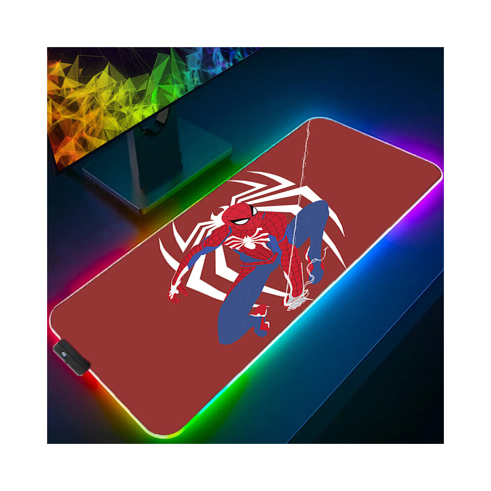 (A-Spider Man (27) 800X300x3mm) Iron Man Marvel Spider Rgb Mouse Pad Gamers Decoracion Computer Keyboard Desk Mat Led Gaming Accessories Pc Gamer Mous 4855357977552