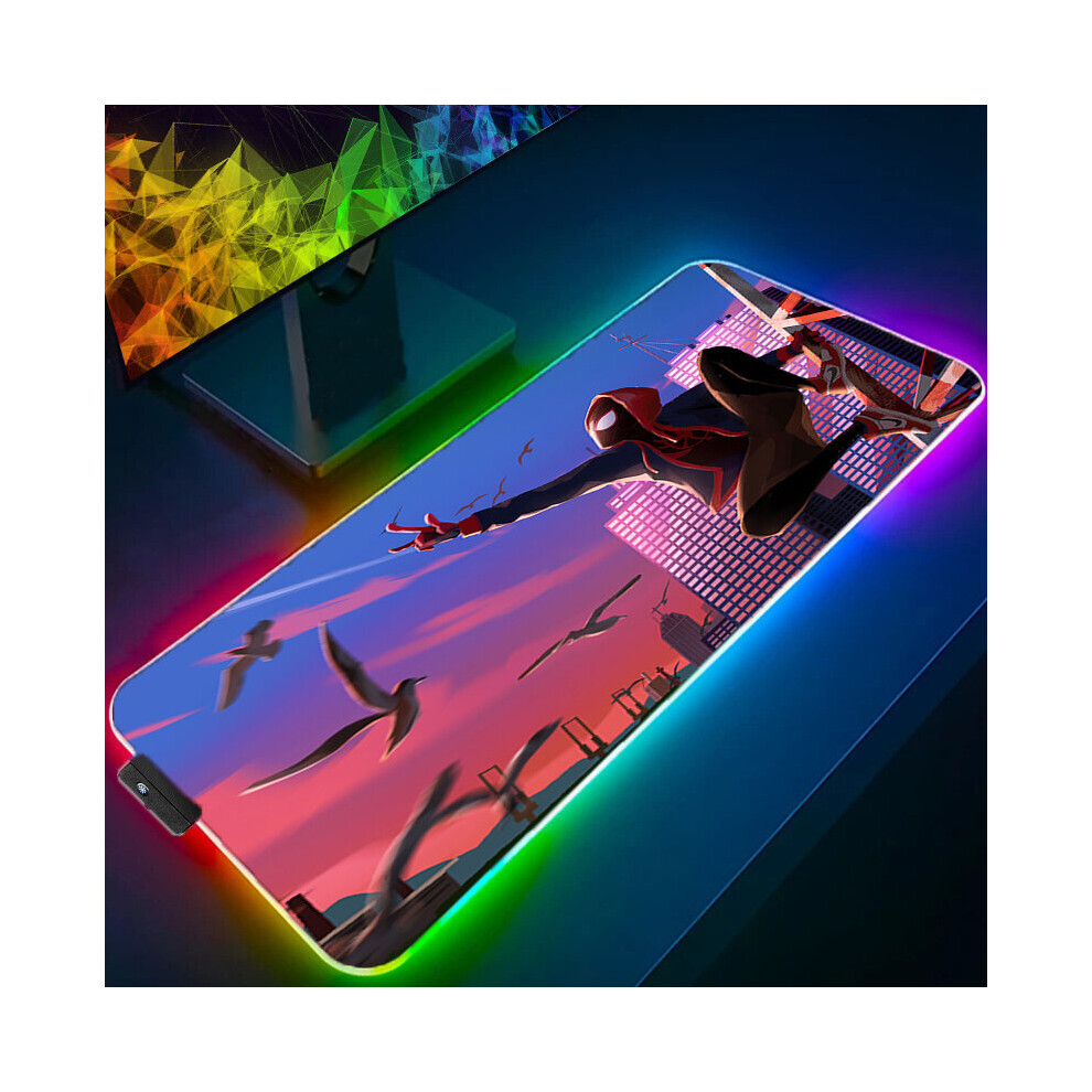(A-Spider Man (45) 900X400x3mm) Iron Man Marvel Spider Rgb Mouse Pad Gamers Decoracion Computer Keyboard Desk Mat Led Gaming Accessories Pc Gamer Mous 4855357977620