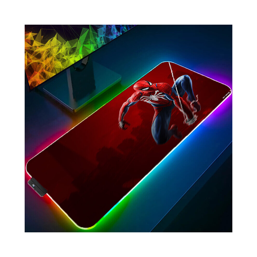 (A-Spider-Man (2) 700X300x3mm) Iron Man Marvel Spider Rgb Mouse Pad Gamers Decoracion Computer Keyboard Desk Mat Led Gaming Accessories Pc Gamer Mouse 4855357978146