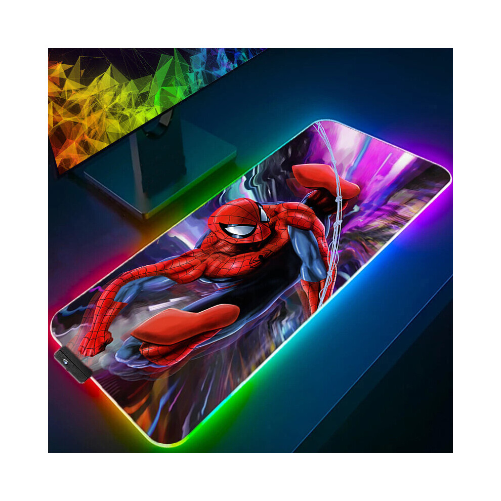 (A-Spider Man (14) 700X300x3mm) Iron Man Marvel Spider Rgb Mouse Pad Gamers Decoracion Computer Keyboard Desk Mat Led Gaming Accessories Pc Gamer Mous 4855357977484