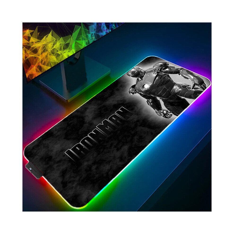 (A-Iron Man (8) 900X400x3mm) Iron Man Marvel Spider Rgb Mouse Pad Gamers Decoracion Computer Keyboard Desk Mat Led Gaming Accessories Pc Gamer Mousepa 4855357977262