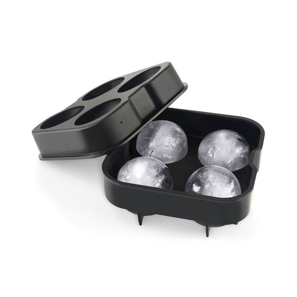 Cocktail Whiskey Ice Ball Maker Ice Cube Trays 4 Large Silicone Ice Mold Maker Kitchen Bar Counter Accessories