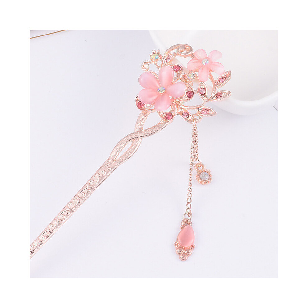 Fashion metal chinese style hair stick flower rhinestone hair sticks hair clip opal clip female hair accessories