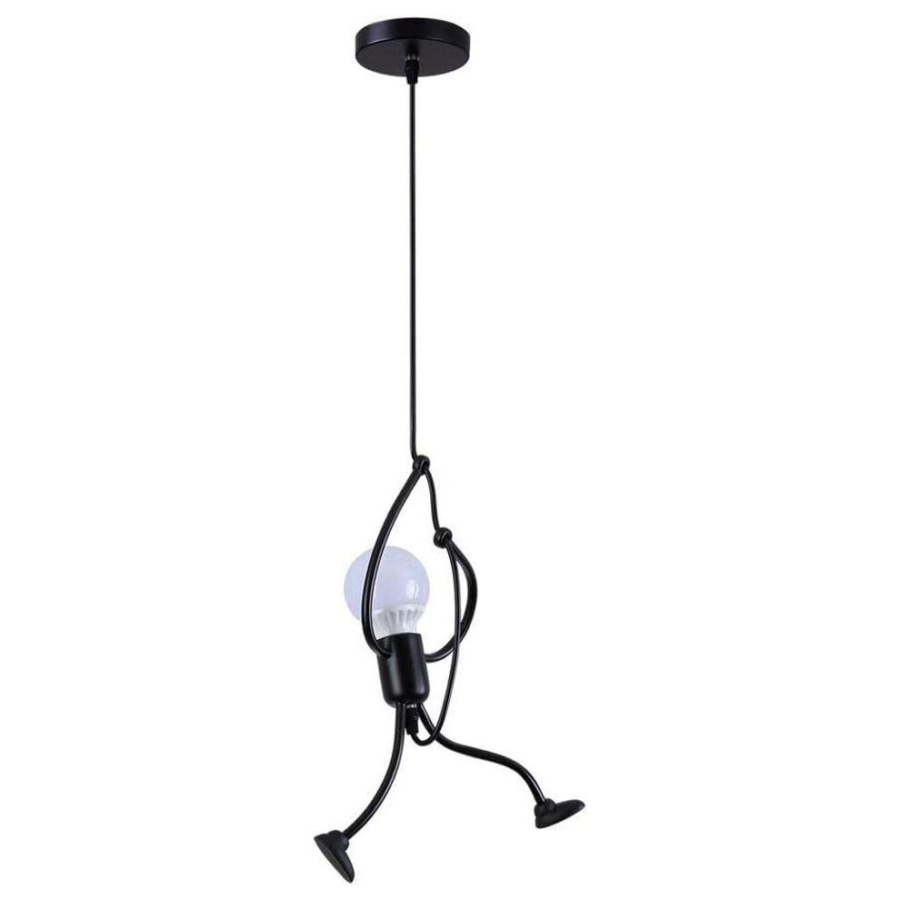 Living Room Chandelier E27 Iron People Children's Bedroom Chande Black