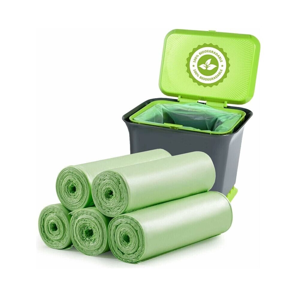 100 Biodegradable Trash Bags, 20 Liter Thick Biodegradable Compostable Trash Bags for Food, Household, Kitchen, Office, Home, Pet Yard Waste (5 Rolls)