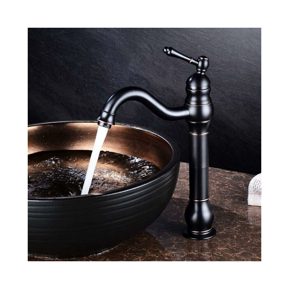 Vintage black brass mixer tap high spout bathroom mixer tap elegant antique design