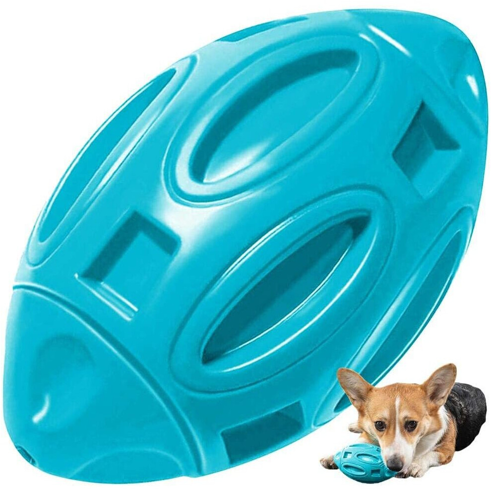Dog Rugby Ball, Squeaky Toy Aggressive Dog Chew Ball Rubber Chew with Squealing Sound, Nearly Indestructible, for Medium and Large Dogs (Orange)